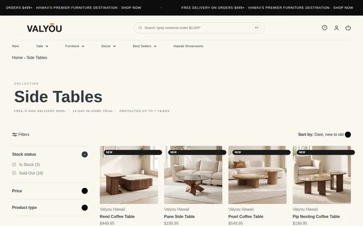 /collections/side-tables — Valyou Hawaii