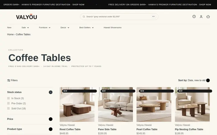 /collections/coffee-table — Valyou Hawaii