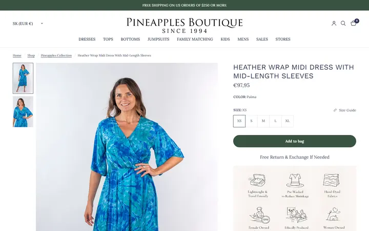 /collections/pineapples-all-collection/products/heather-wrap-midi-dress-with-mid-length-sleeves-palma — Pineapples Boutique