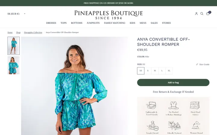 /collections/pineapples-all-collection/products/anya-convertible-off-shoulder-romper-hilo — Pineapples Boutique
