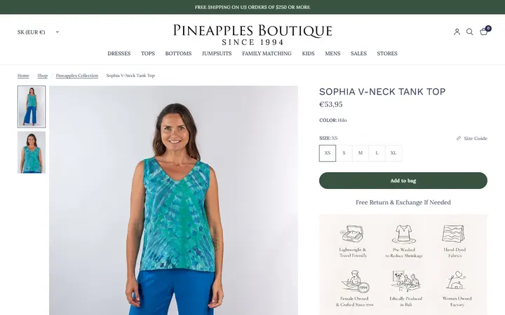 /collections/pineapples-all-collection/products/sophia-v-neck-tank-top-hilo — Pineapples Boutique