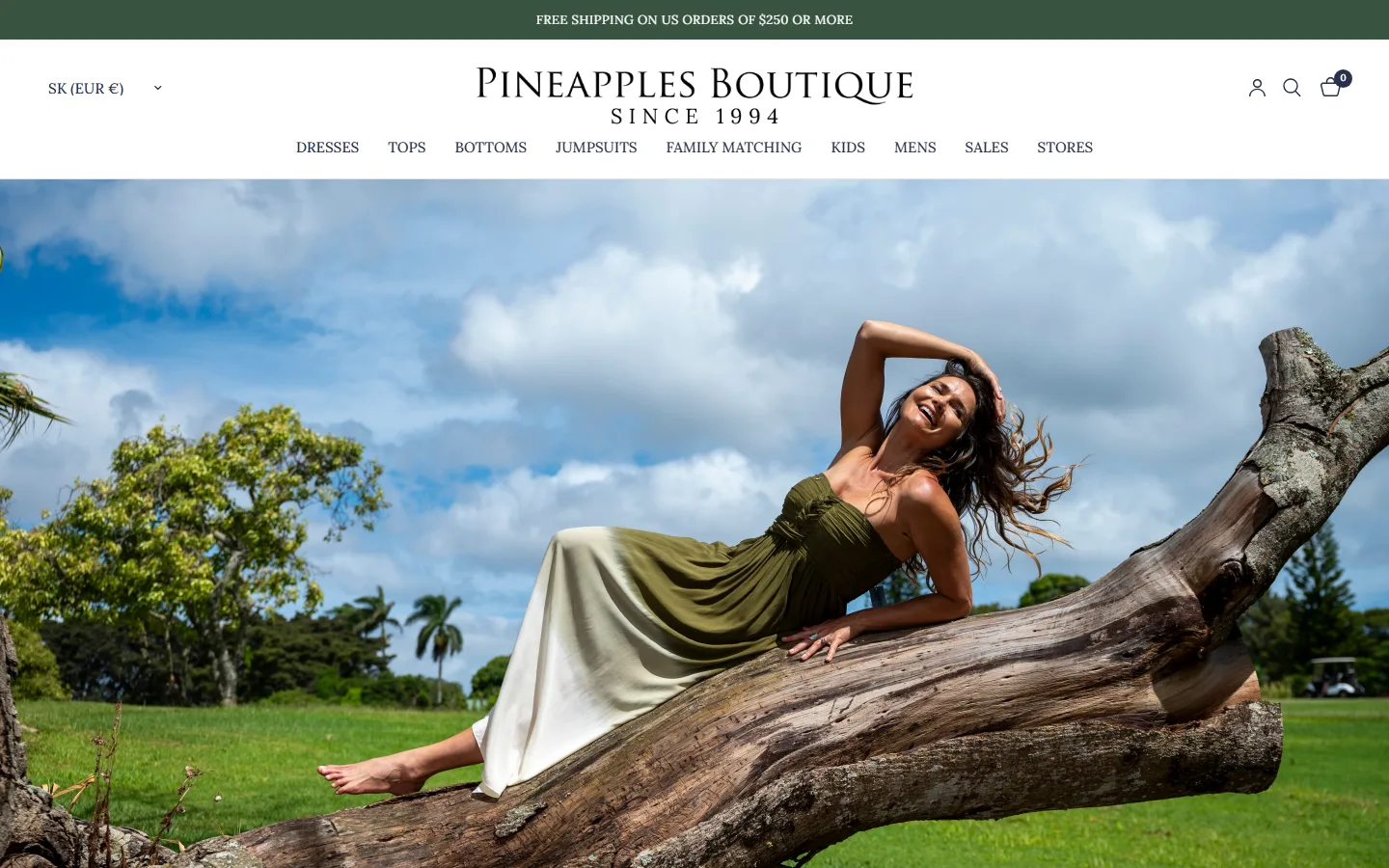 Captured website of Pineapples Boutique