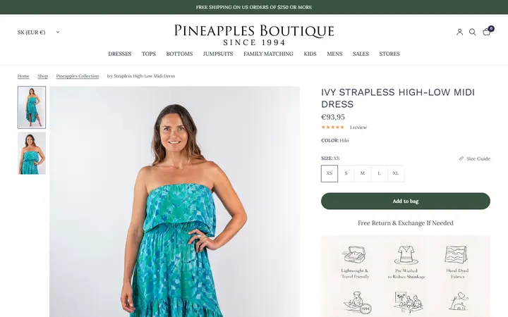/collections/pineapples-all-collection/products/ivy-strapless-high-low-midi-dress-hilo — Pineapples Boutique