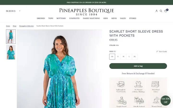 /collections/pineapples-all-collection/products/scarlet-short-sleeve-dress-with-pockets-hilo — Pineapples Boutique