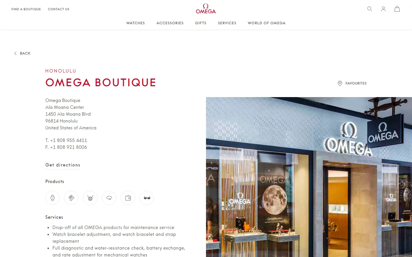 Captured website of Omega