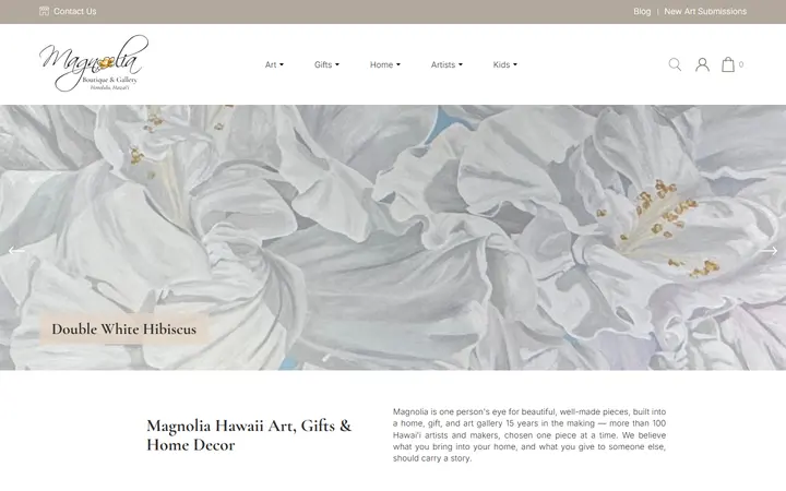 Website of Magnolia Boutique & Gallery