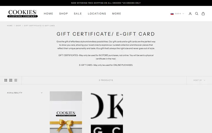 /collections/gift-certificate-e-gift-card — Cookie's Clothing Company