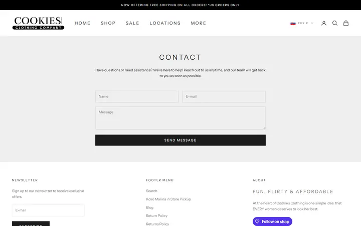 /pages/contact — Cookie's Clothing Company