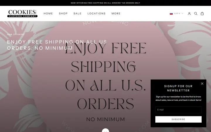 Website of Cookie's Clothing Company