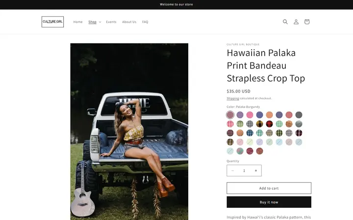 /products/hawaiian-palaka-bandeau-strapless-crop-top — Culture Girl Boutique Hawaii