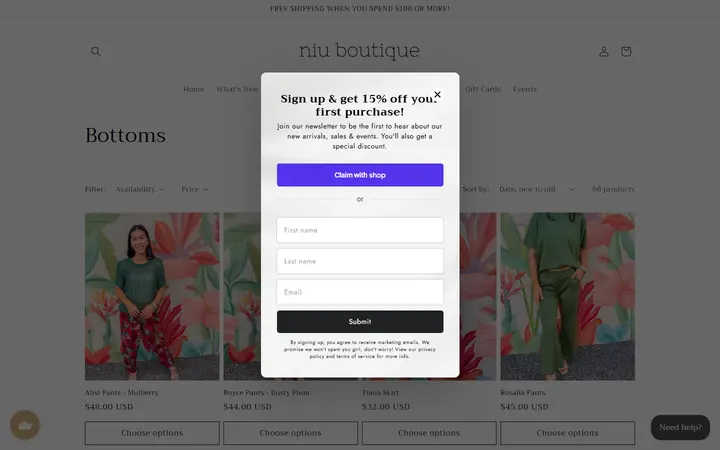 /collections/bottoms — Niu Boutique