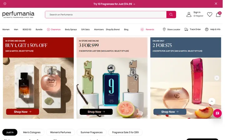 Website of Perfumania