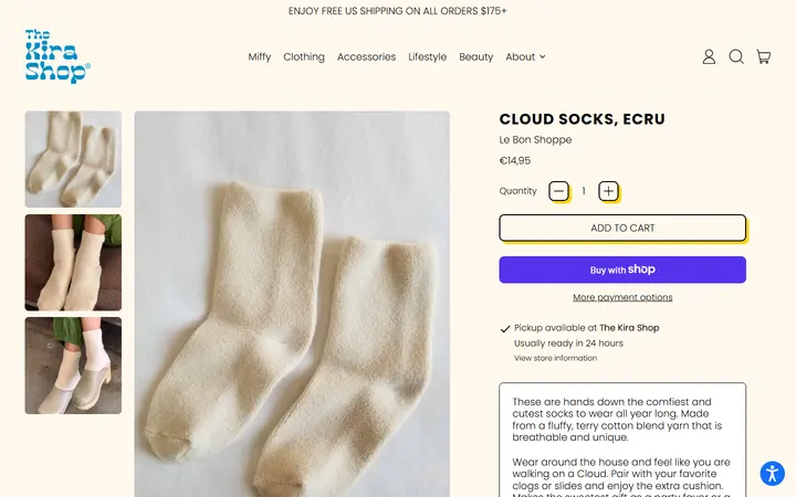 /collections/soft-accessories/products/le-bon-shoppe-cloud-socks-ecru — Aloha Kira