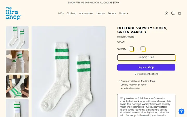 /collections/soft-accessories/products/le-bon-shoppe-cottage-varsity-socks-wholesale-green-varsity — Aloha Kira