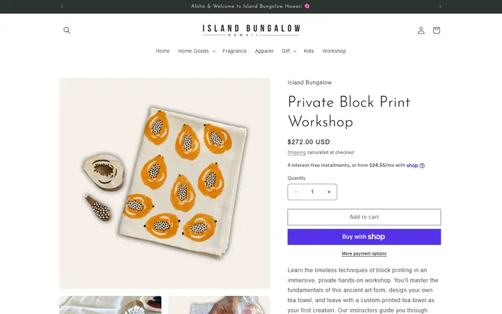 /products/private-block-print-workshop — Island Bungalow Kailua