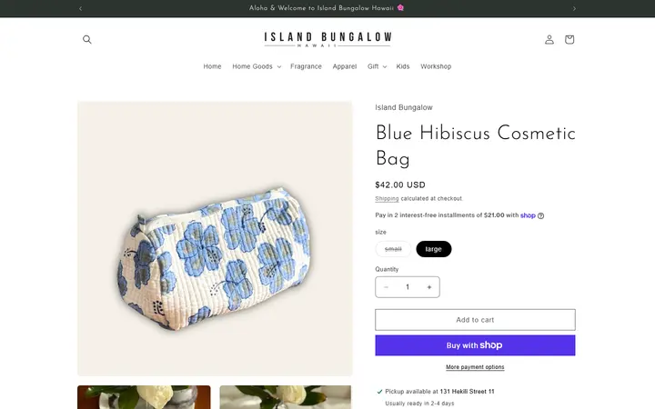 /products/blue-hibiscus-cosmetic-bag — Island Bungalow Kailua