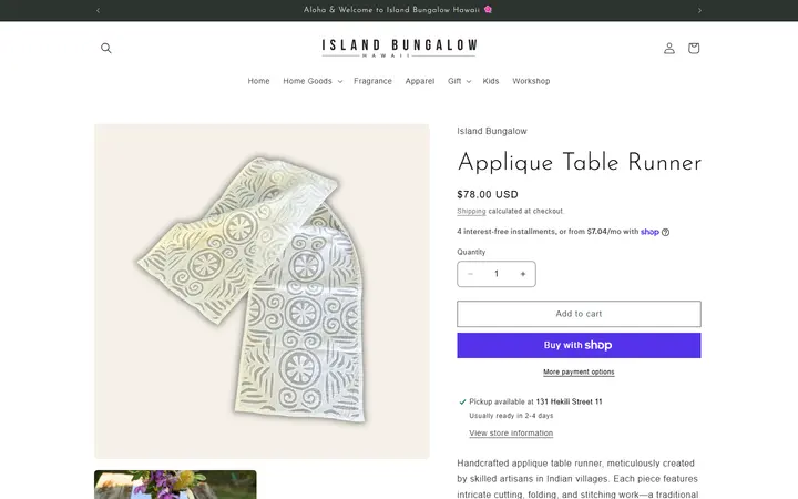 /products/applique-table-runner — Island Bungalow Kailua