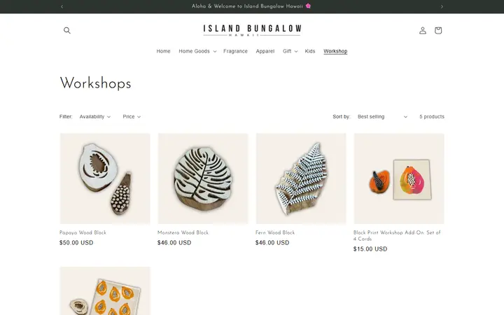/collections/workshops — Island Bungalow Kailua