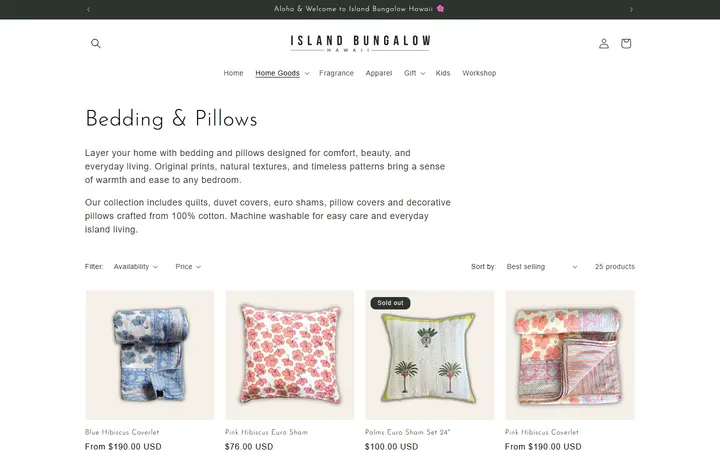 /collections/bedding-and-pillows — Island Bungalow Kailua