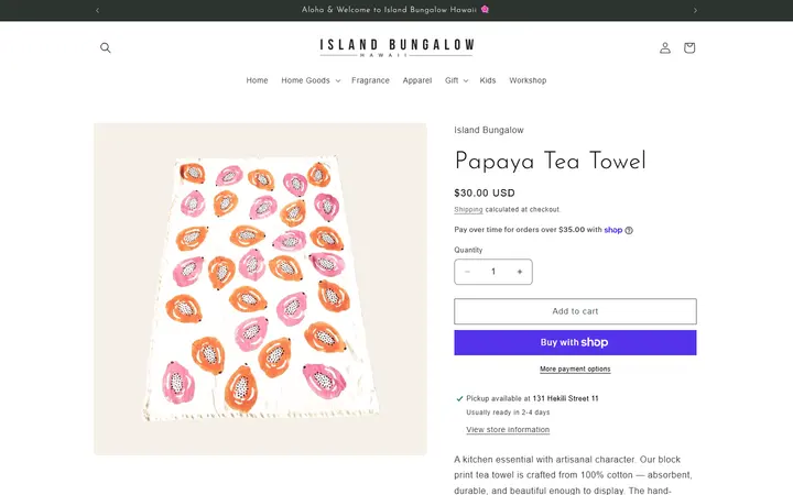 /products/papaya-tea-towel — Island Bungalow Kailua