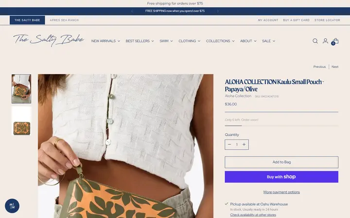 /collections/aloha-collection/products/aloha-collection-kaulu-small-pouch-papaya-olive — The Salty Babe