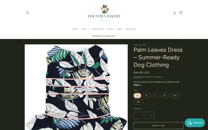 /products/palm-leaves-dress-summer-ready-dog-clothing — Dogtown Bakery