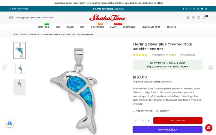 /collections/aqualei-jewelry-gifts/products/silver_dolphins_pendant_blue_opal — Shaka Time Hawaii
