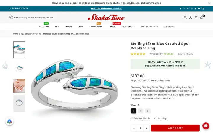 /collections/aqualei-jewelry-gifts/products/silver_dolphins_ring_blue_opal — Shaka Time Hawaii