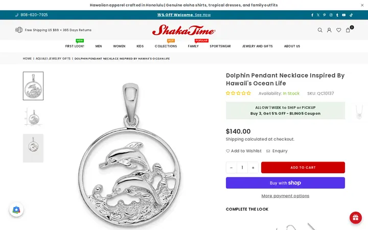 /collections/aqualei-jewelry-gifts/products/dolphin-pendant-necklace-inspired-by-hawaiis-ocean-life — Shaka Time Hawaii