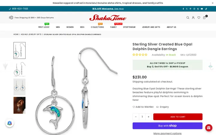 /collections/aqualei-jewelry-gifts/products/silver_dolphin_dangle_earrings_blue_opal — Shaka Time Hawaii