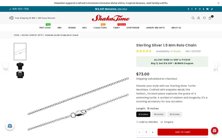 /collections/aqualei-jewelry-gifts/products/sterling-silver-1-5-mm-rolo-chain-unisex — Shaka Time Hawaii