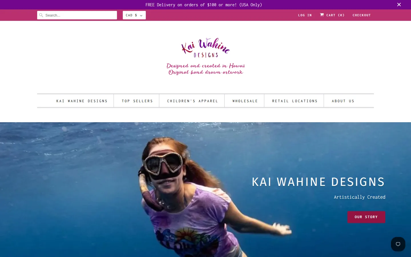 Captured website of Kai Wahine Designs