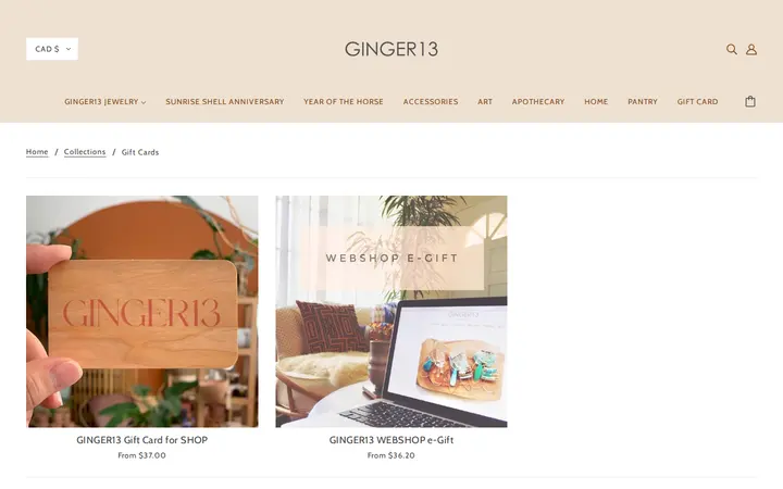 /collections/gift-cards — Ginger13