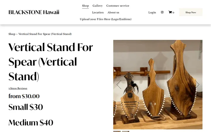 /shop/p/vertical-stand-for-spear — Blackstone Hawaii (Engraving Shop)