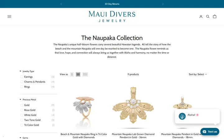 /collections/hawaiian-naupaka-jewelry-collection — Maui Divers Jewelry - Daniel K. Inouye Airport