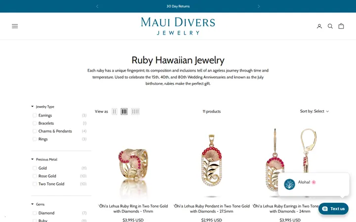 /collections/ruby-hawaiian-jewelry — Maui Divers Jewelry - Daniel K. Inouye Airport