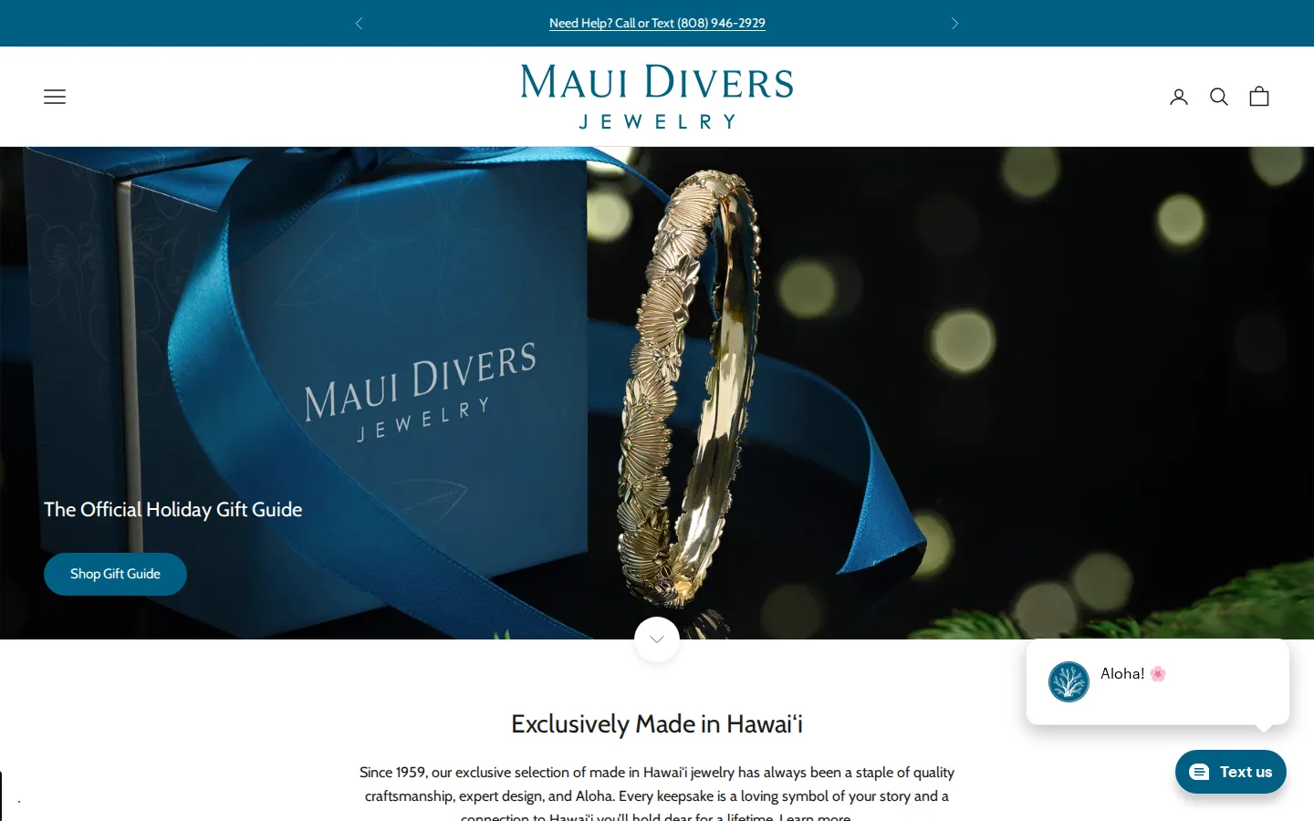 Captured website of Maui Divers Jewelry - Daniel K. Inouye Airport