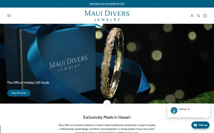 Website of Maui Divers Jewelry - Daniel K. Inouye Airport