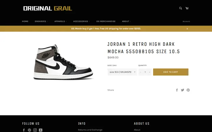 /products/jordan-1-retro-high-dark-mocha-555088105-size-10-5 — Original Grail