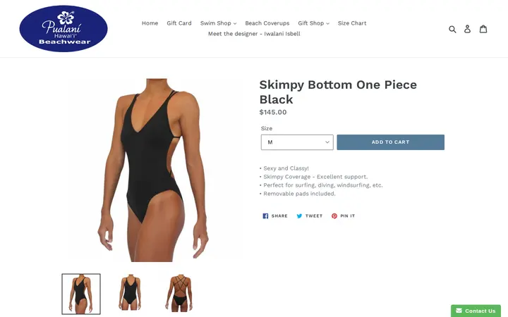 /collections/royal-collection-1/products/skimpy-bottom-one-piece-black — Pualani Hawaii Beachwear