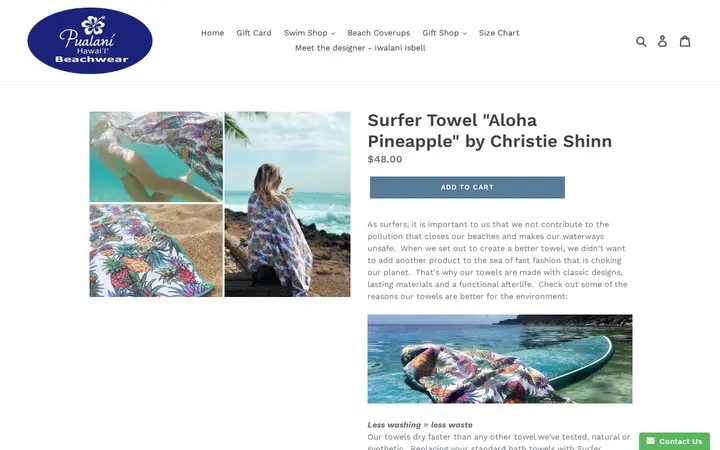 /collections/beach-accessories/products/copy-of-surfer-towel-aloha-ginger-by-christie-shinn — Pualani Hawaii Beachwear
