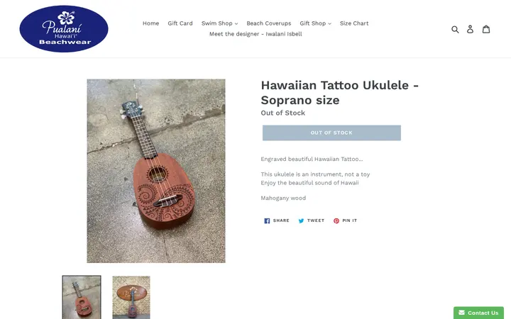 /collections/beach-accessories/products/tattoo-ukulele-soprano-size — Pualani Hawaii Beachwear