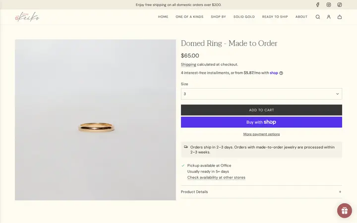 /collections/new-arrivals/products/domed-ring-made-to-order — Shop Keiko