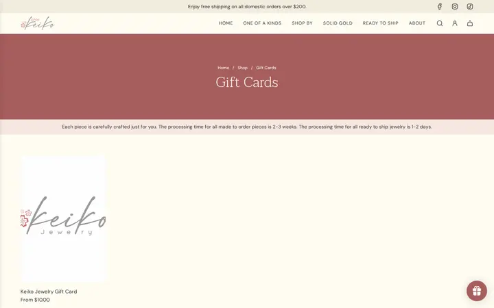 /collections/gift-cards — Shop Keiko