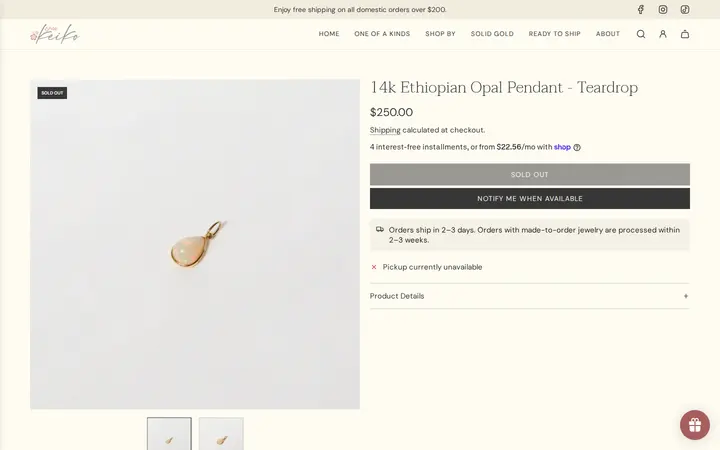 /collections/new-arrivals/products/14k-ethiopian-opal-pendent-teardrop — Shop Keiko