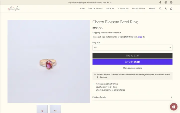 /collections/new-arrivals/products/cherry-blossom-bezel-ring-1 — Shop Keiko