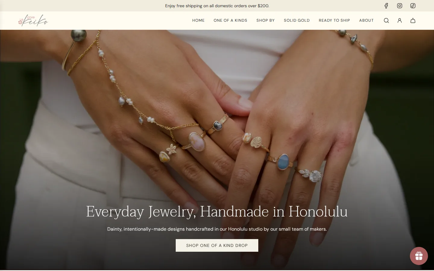 Captured website of Shop Keiko