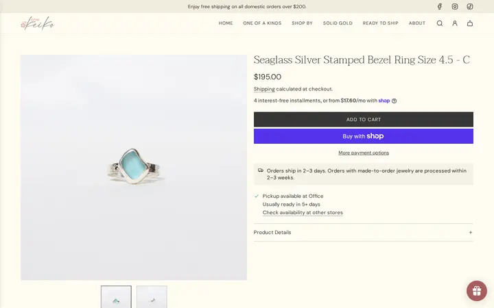 /collections/new-arrivals/products/seaglass-silver-stamped-bezel-ring-size-4-5-c — Shop Keiko