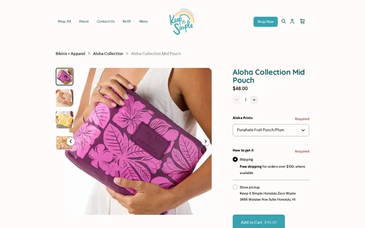 /product/aloha-collection-mid-pouch/MDHGCZK364C5ZPAU65DOCUDR — Keep it Simple Honolulu Zero Waste