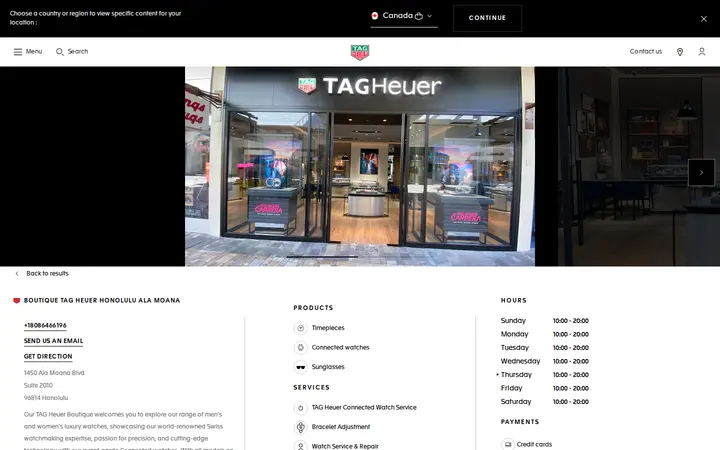 Website of TAG Heuer